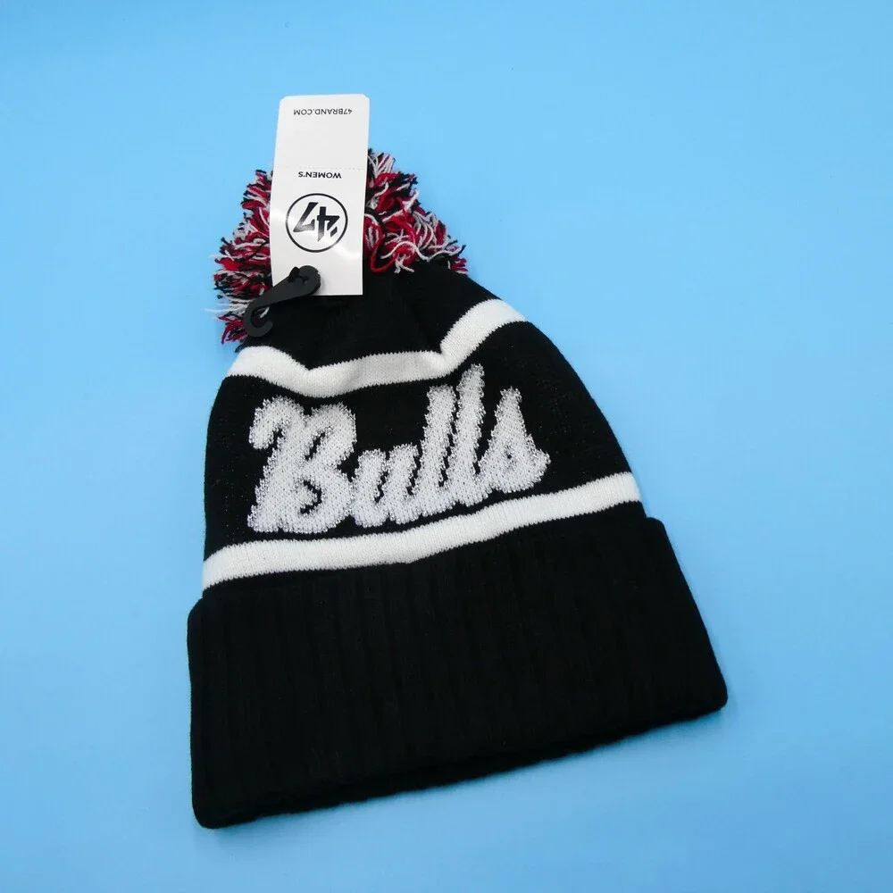 '47 Brand Chicago‎ Bulls Winter Hat Womens Black Knit Acrylic Beanie NBA Script